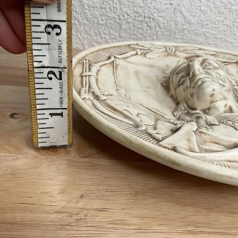 VTG Handmade Native American‎ Indian Chief Plaque 3D Ceramic Plate Wall Decor 9